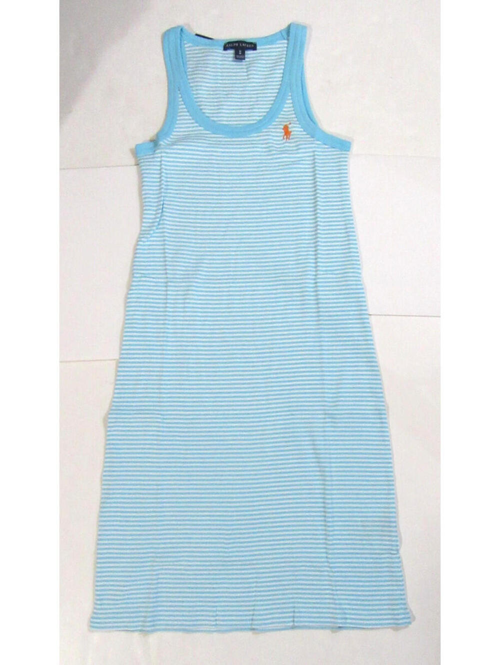 Ralph Lauren Womens Casual Tank Dress Hammond Blue Striped Size Medium